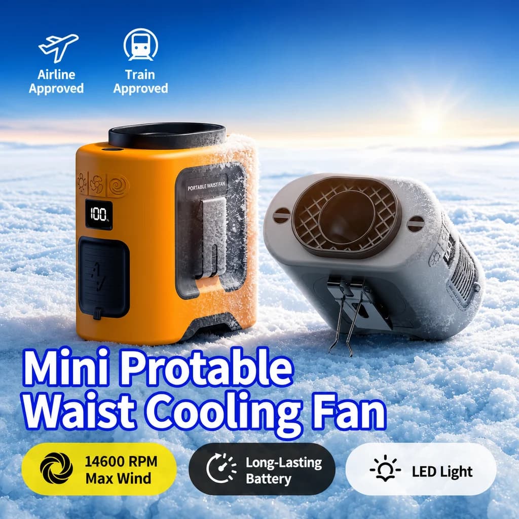 Mini Ventilatore Portatile Ricaricabile da Appendere al Collo o alla Cintura, 4 Velocità, Vento Potente con Illuminazione LED e Display Digitale 5000/14500mAh