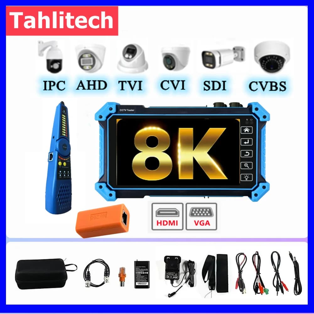 Tester CCTV IPC da 5.4" per Telecamere AHD CVI TV SDI, Tester per Telecamere IP 4K IPC-5200 Plus, Tracciatore di Cavi con Ingresso PTZ VGA HDMI