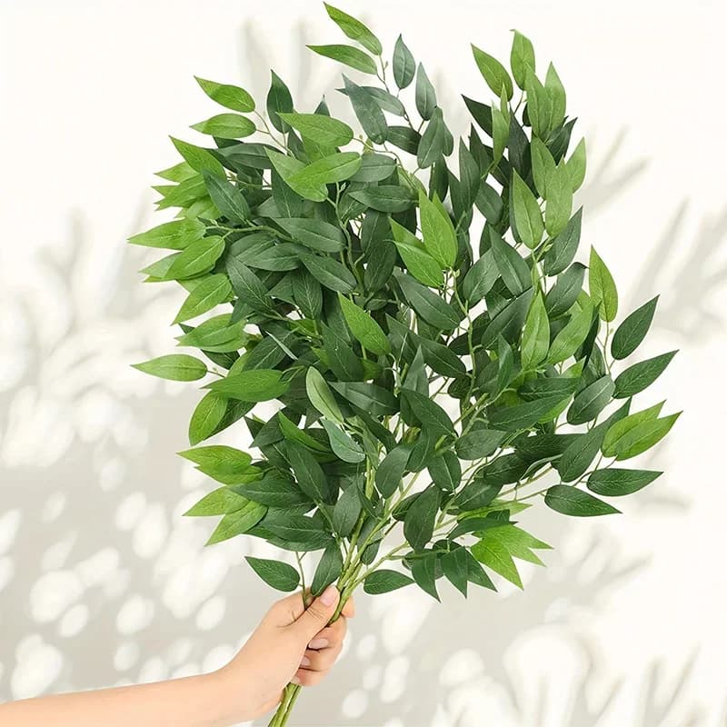 10 pcs Artificial plants Italian Ruscus Green stems Spring False shrub Green leaves for Arco di Nozze Bouquet Complements Arredo House