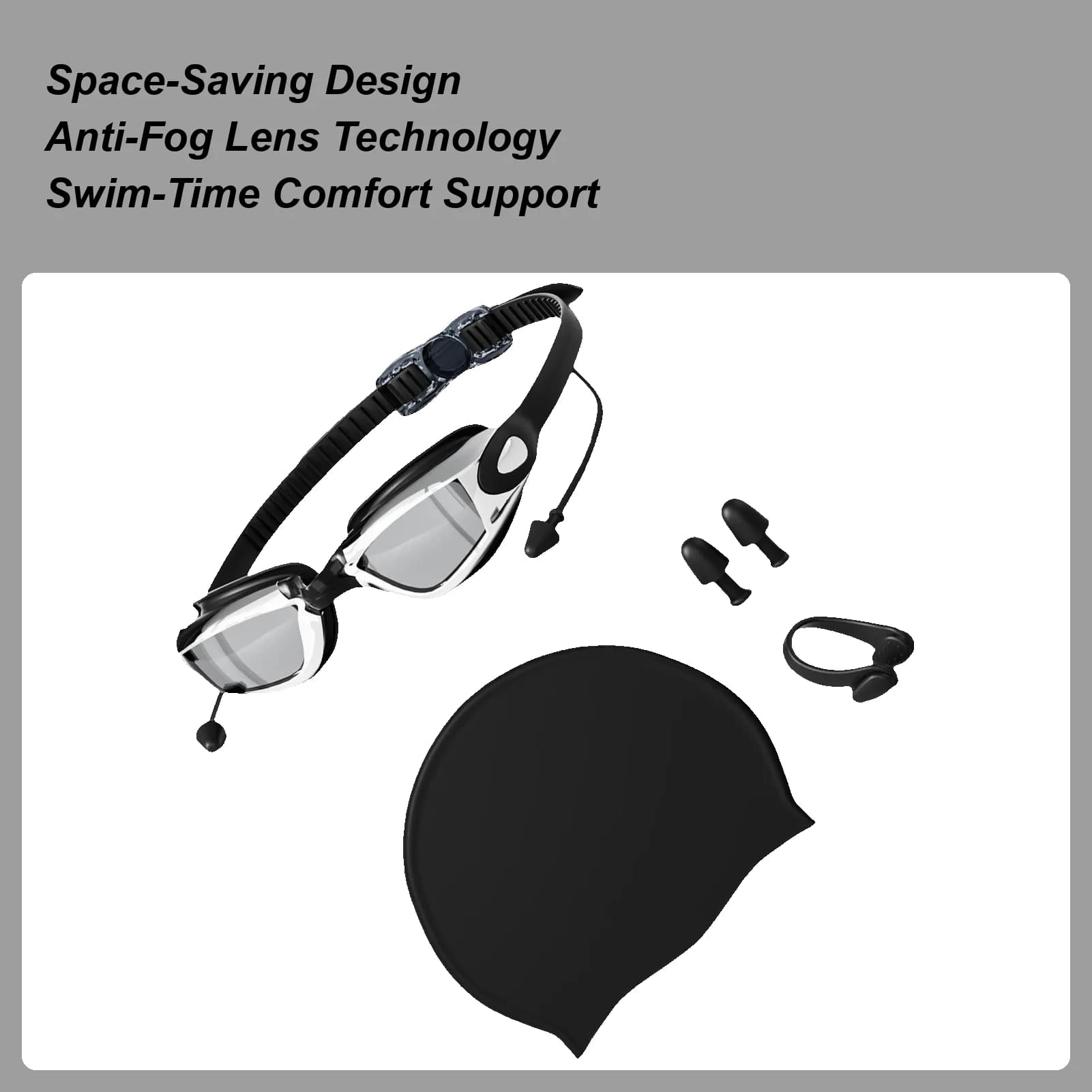 Adult swimming glasses Water glasses with earplugs Electrolytic swimming glasses Women hats set Men Beginners Snorkeling Diving