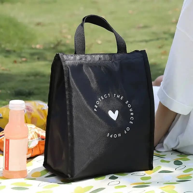 Borsa per il pranzo isolata con motivo a cuore in stile semplice Borsa Bento durevole Borsa termica per il pranzo Borsa termica per il pranzo