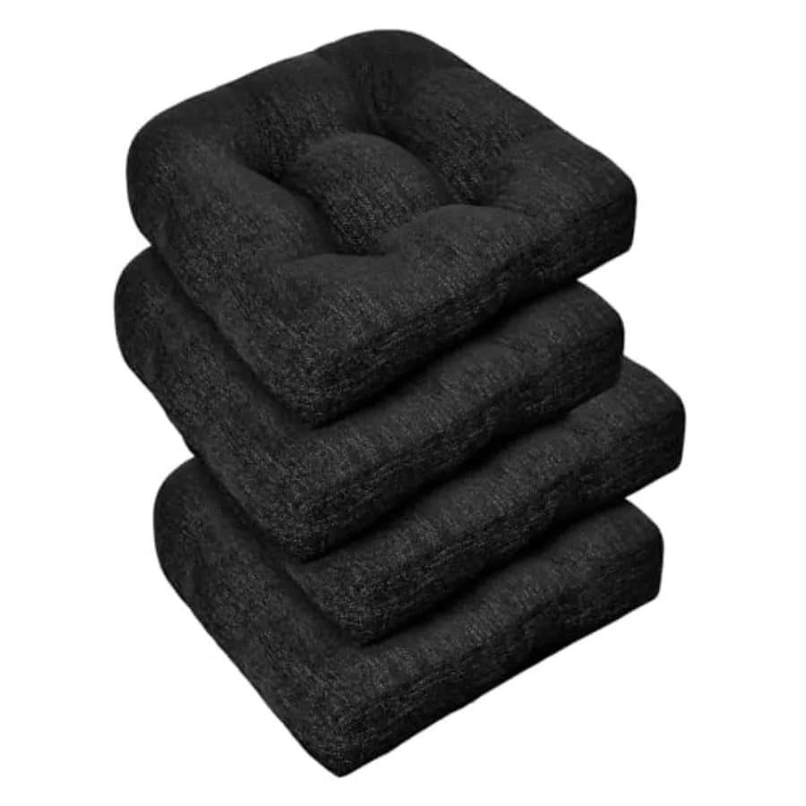 Cuscini per sedie da pranzo, confezione da 4, cuscini trapuntati per interni con fondo antiscivolo, cuscini per sedie da cucina a forma di U, 17"x17