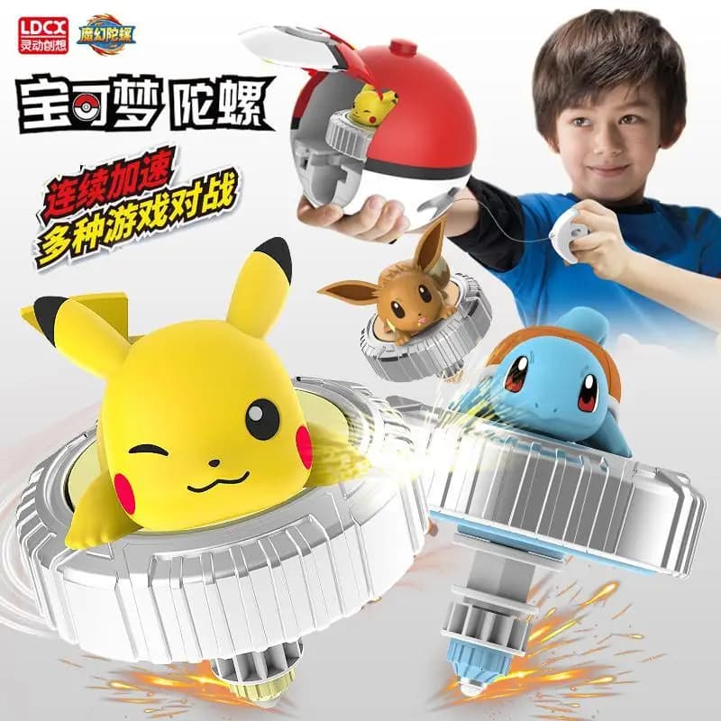 LDCX Giocattolo Giroscopico da Combattimento Pokémon Pikachu Charmander, Trottola Magica con Poké Ball per Regali di Compleanno a Sorpresa