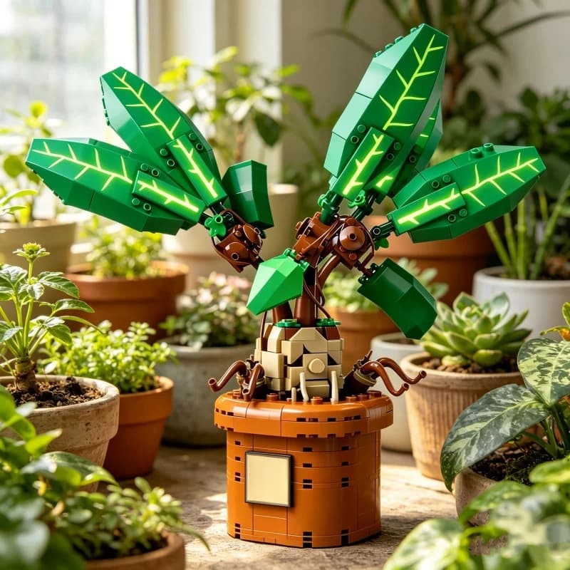 Nuovo Modello MOC di Pianta in Vaso Verde, 579 Pezzi, Decorazione per la Casa, Blocchi da Costruzione, Regalo per Ragazzi e Ragazze