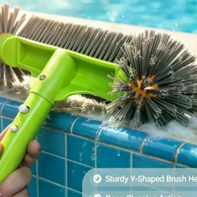 1Pcs Detachable Handle 32cm Heavy Duty Pool Brush Head For Pool Wall Steps Corner Cleaning