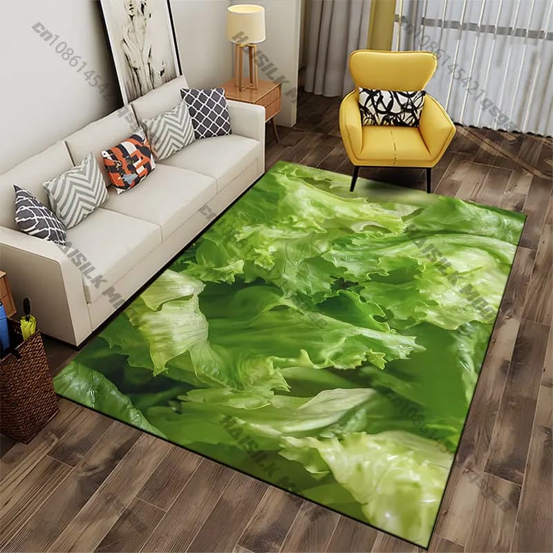 Tappeto con foglie di lattuga verde fresca, tappeto per yoga, decorazione per soggiorno, tappetino per gattonare per bambini, tappetino per gioco