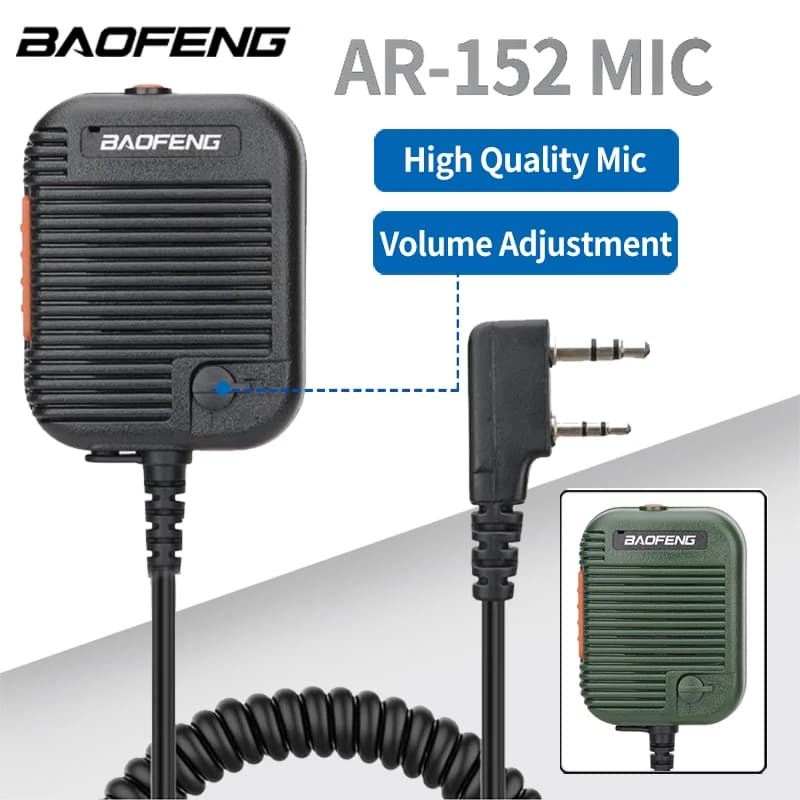 Baofeng AR-152 Microfono tattico Altoparlante Mic Volume regolabile per Baofeng AR 152 BF-888S UV-5R UV-25 UV-5RH Walkie Talkie