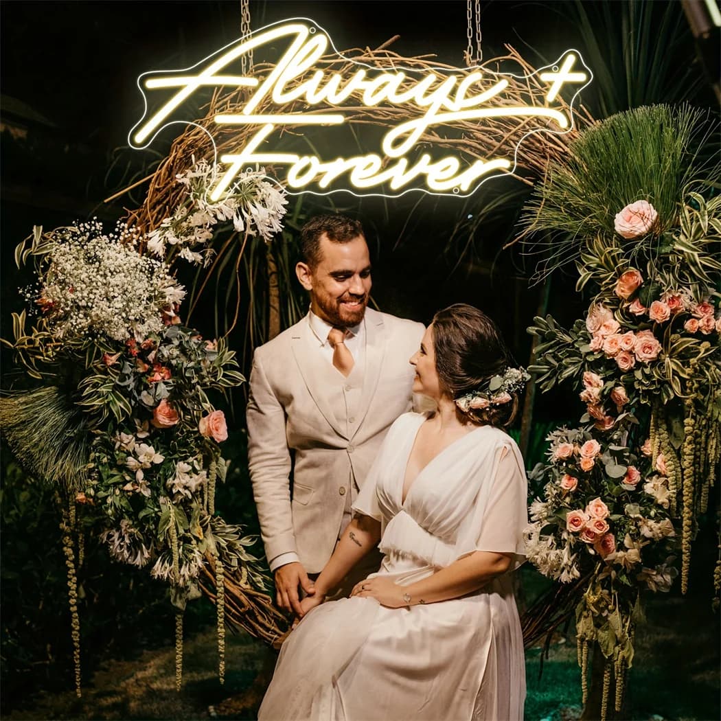 Always Forever LED Insegna al neon Decorazione della parete della stanza Luce di nozze per fidanzamento Compleanno Festa di nozze Regalo Insegne al neon a LED alimentate tramite USB
