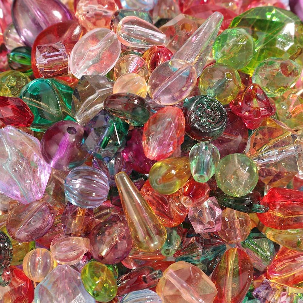 40g Mixed Style Transparent Acrylic Irregular Geometric Loose Spacer Beads for DIY Jewelry Making Bracelet Keychain Accessories