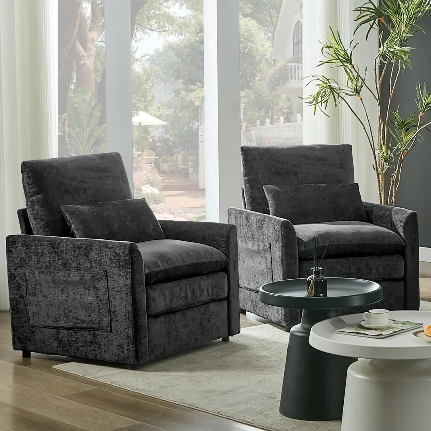 Set di Poltrone per Soggiorno, 2 Sedie Moderne, Divano Singolo, Cuscino con Molla, Supporto Lombare Confortevole, Personalizzabile