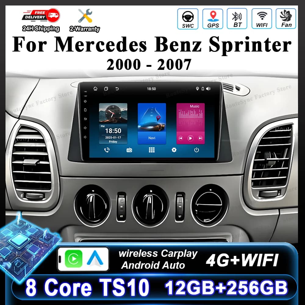 Android 16 Radio Stereo For Mercedes Benz Sprinter 2000 2001 2002 2003 2004 2005 2006 2007 Car Multimedia Video Player Head Unit