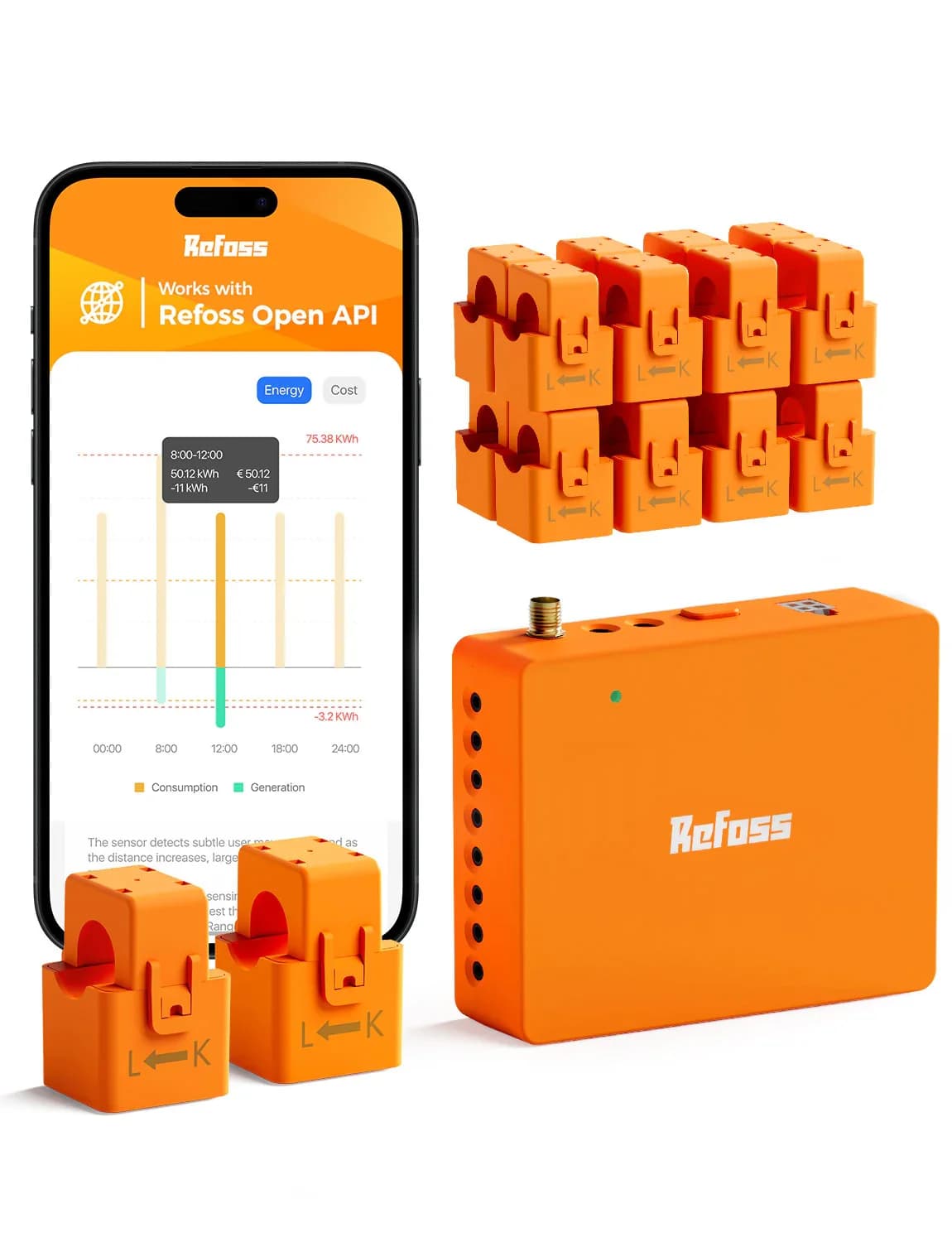 Intelligent Home Energy Monitor Refoss EM16P Up to 200A USA Version, Complete Energy Data, Compatible with Home Assistant