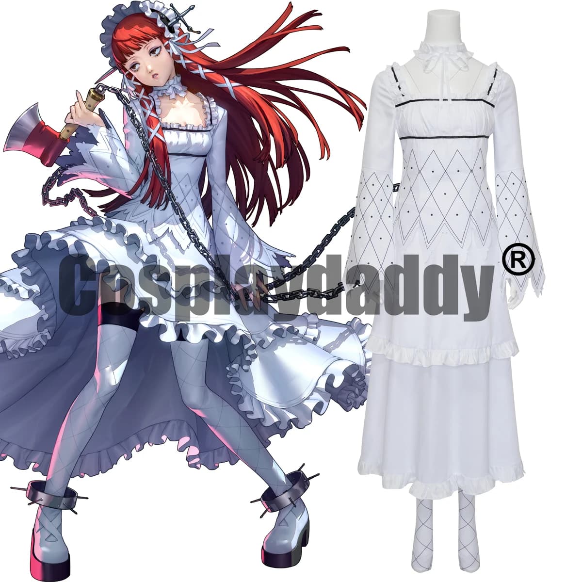 DISPONIBILE Costume Cosplay Strega Chidori Yoshino, Abito Lungo Bianco Stile Gotico Lolita