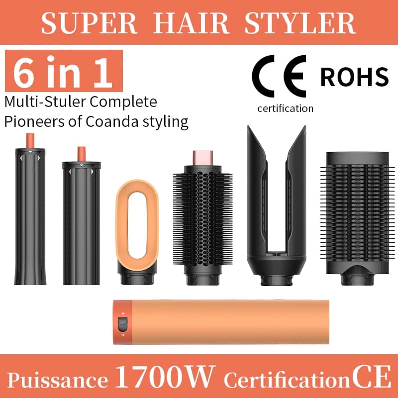 1700W Hair Styler Curling Iron Hair Hot Air Brush Curling Barrel Hair Dryer Salon Professional Curly Straight Hair Styler