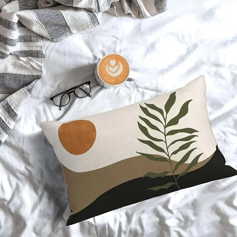 1 fodera per cuscino lombare Boho Sun Mountain Leaf, adatta per divano, camera da letto, soggiorno, camera Boho, regalo ideale per gli amanti della natura