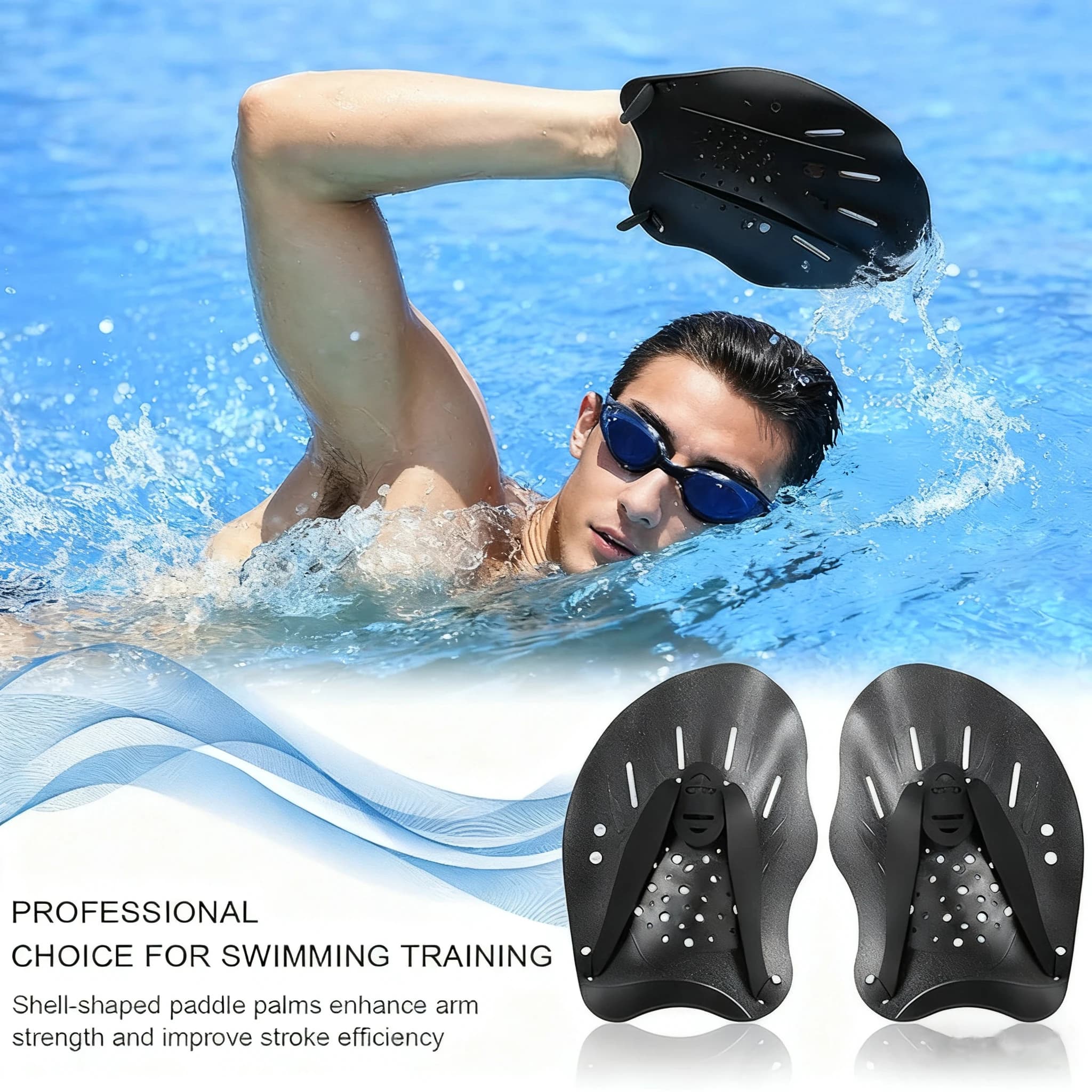 Adult and Young Pins, Water Sports Tool, Snorkeling and Swimming, Adjustable Gyms for Freestyle Training, Gloves with separate fingers, Hand Protections