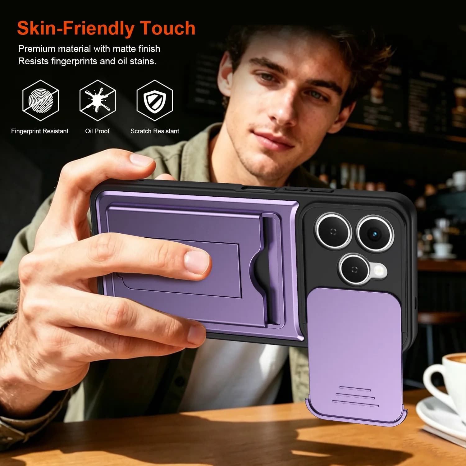 For Tecno Spark 40 4G Shockproof Armor Wallet Phone Case Slide Camera Cover Built-in Card Slot Anti-Dropd Protective Funda