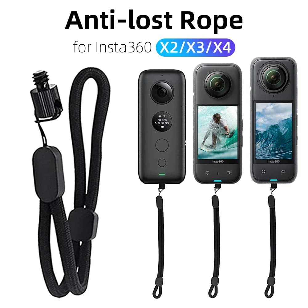 Cinturino da polso con vite da 1/4 per Insta360 X4 X3 X2, leggero, anti-smarrimento, cordino da appendere a mano per DJI Pocket 2 3