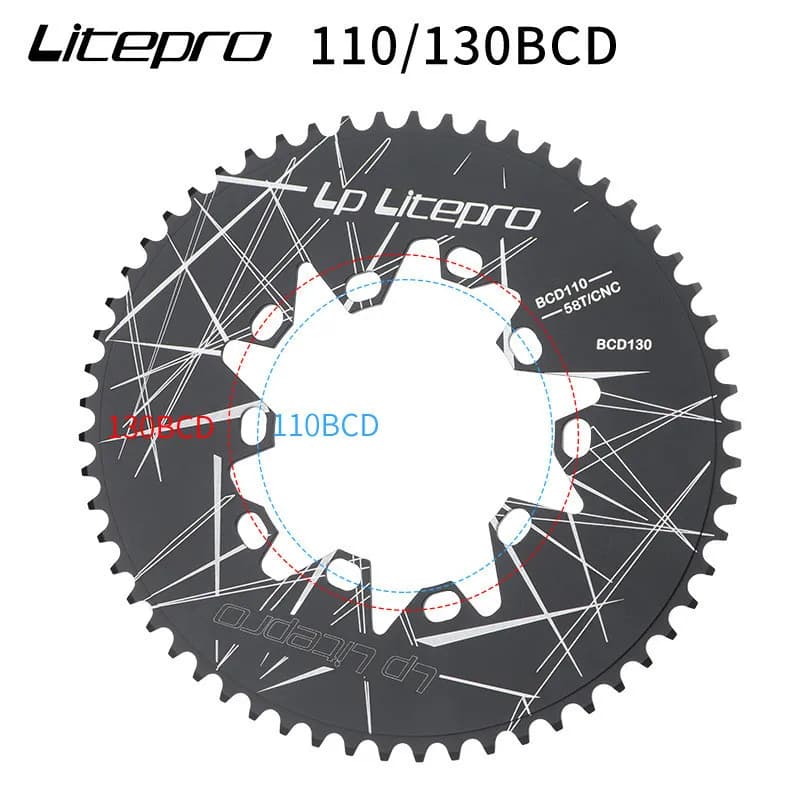 Litepro anello ovale 130 110 BCD bici pieghevole Super leggero ruota a catena manovella 130bcd 52T 54 56T 58 60T