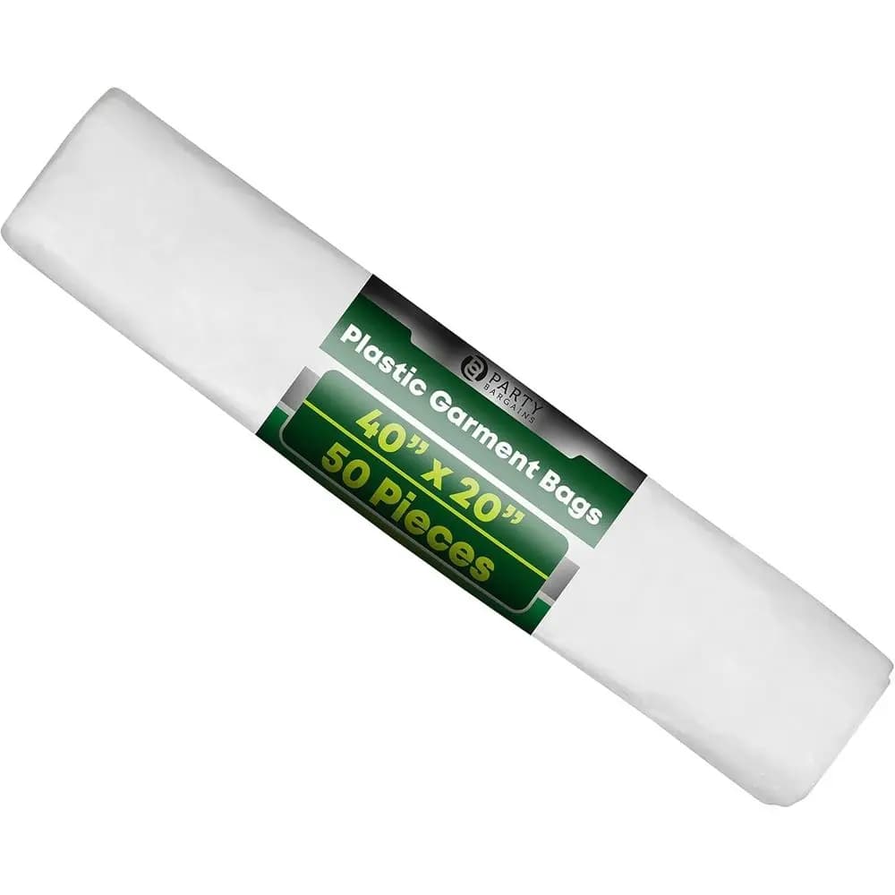 Sacchi per Vestiti Trasparenti 40x20 Pollici, Confezione da 50 - Plastica Resistente per Abiti, Completi, Vestiti e Viaggi