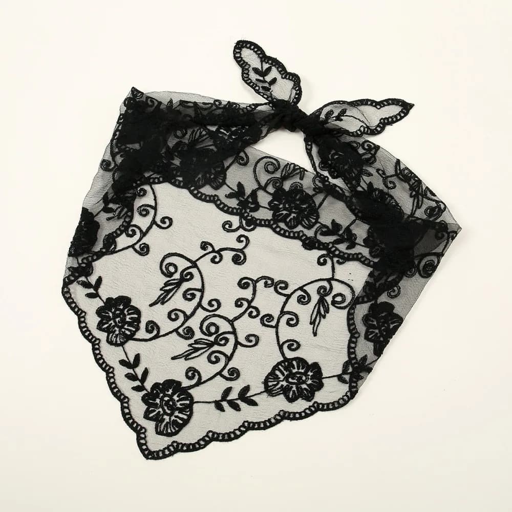 Nuova Sciarpa in Pizzo Traforato, Tinta Unita, Ricamata, Sottile, Vintage, Triangolare, per Capelli e Testa, da Donna