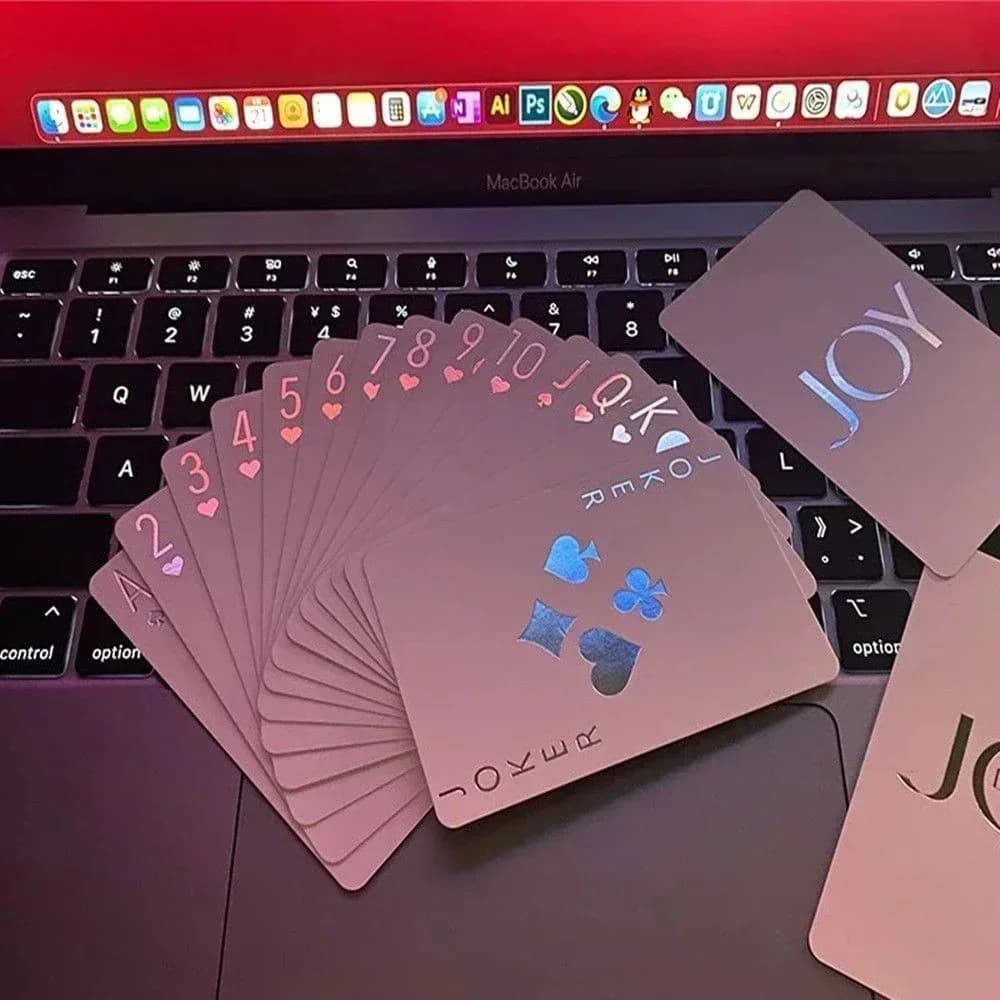 Laser Playing Cards Ins Style Fluorescent White Playing Cards Suitable for Dormitory Games Adult Entertainment Family Gatherings