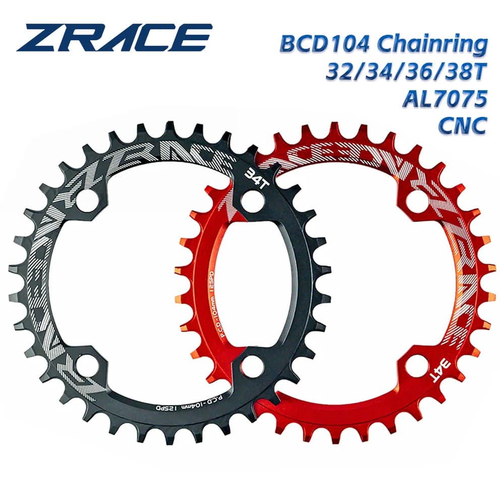 ZRACE Chainrings Chainwheels 32T/34T/36T/38T BCD104, Narrow Width Tooth AL7075 CNC for MTB