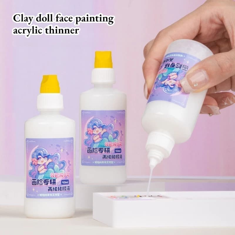 50ML/bottle Ultra-light Clay Doll Painting Acrylic Blend Liquid Special Paint Pigment Diluent DIY Doll Face Painting Materials