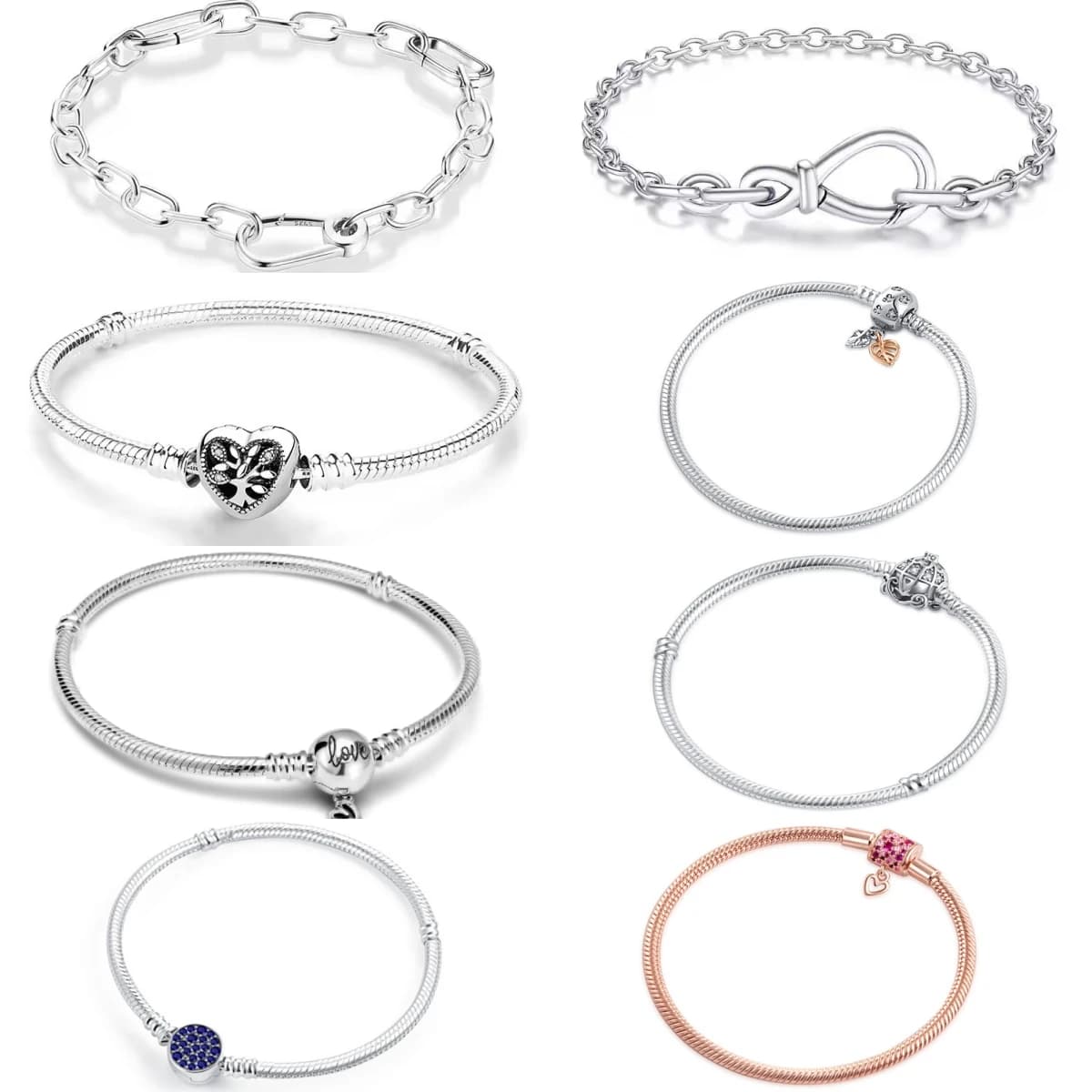Bracciale a catena con ciondoli in argento sterling 925, con chiusura a cuore/infinito/albero della vita, regalo fai da te per donna