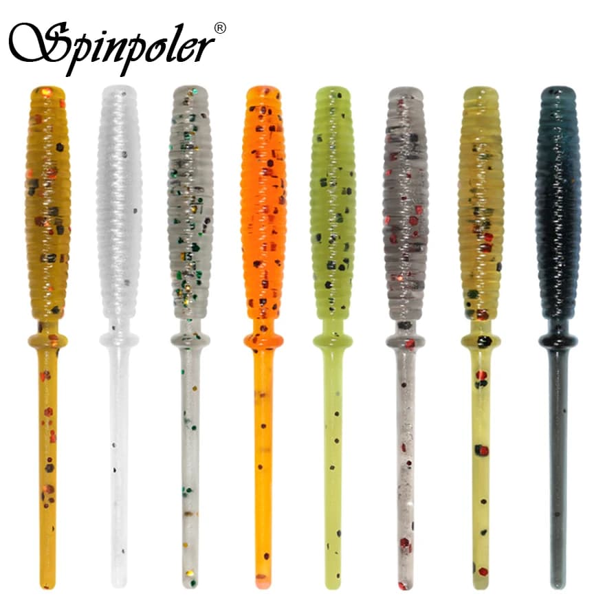 Spinpoler TPR Galleggiante Ajing Verme Coda Diritta Micro Esca Morbida Richiamo di Pesca 43mm Ghiaccio Pesce di Roccia Per Sgombro Bocca Grande Spigola 20 pz