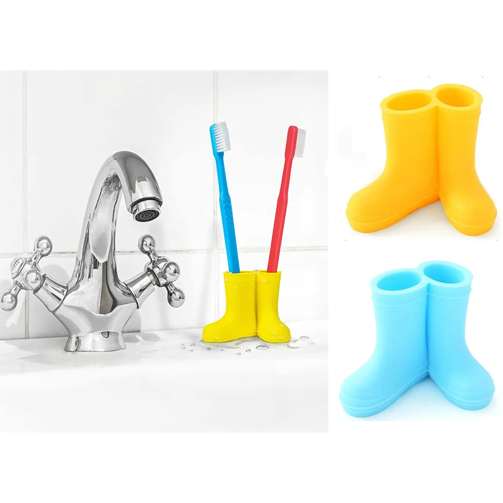 Mini portaspazzolino in silicone per coppia, portaspazzole per trucco, portapenne, mini ornamenti per stivali da pioggia, arredamento per il bagno.