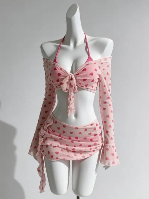 Costume da bagno bikini tre pezzi trendy 2026 da donna, sexy, stampato, per feste in spiaggia, per vacanze, moda femminile