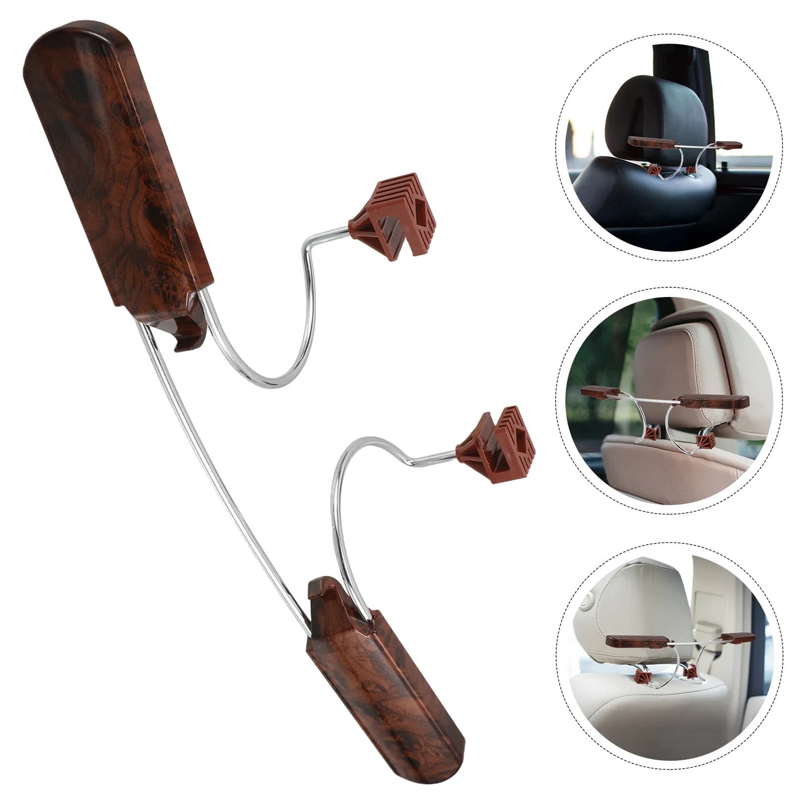 Wood Stainless Steel Car Clothes Rack Vehicle Headrest Back Hanger Suit Jacket Coat Holder Clothes Racks for Car
