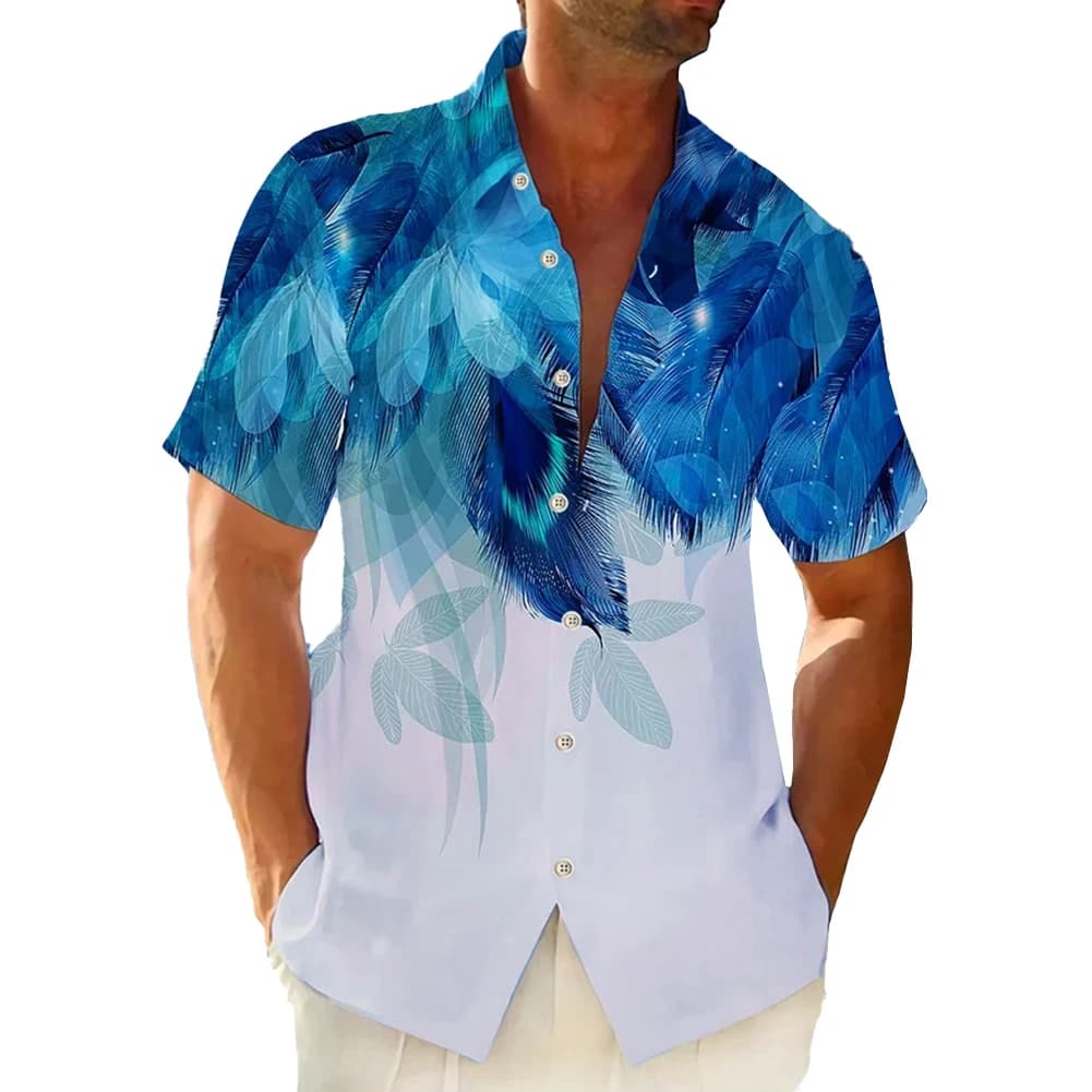 Blouse Men Shirt Quick-drying Regular Shirt Beach Short Sleeve Breathable T Dress Up Button Down Collared Daily