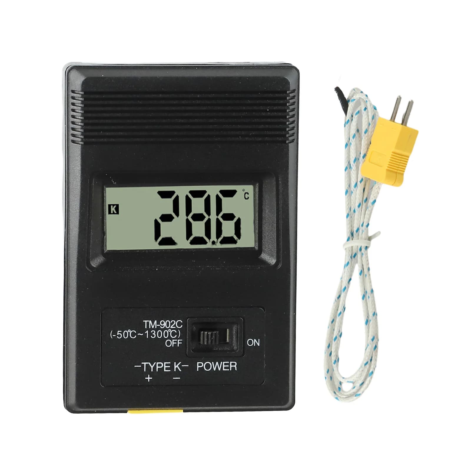 Termometro digitale tipo K TM902C Modello portatile con sonda di temperatura e schermo LCD trasparente per leggere accurate
