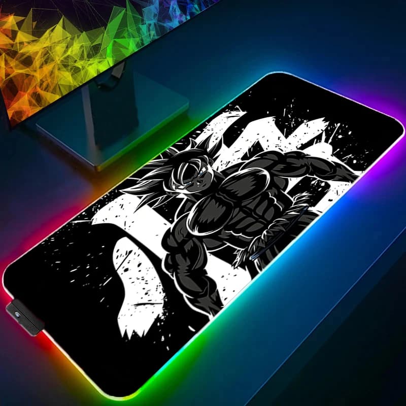 Tappetino per mouse LED Dragon Ball Z DBZ con retroilluminazione, accessori da gaming, tastiera veloce, bordo in gomma, tappetino da scrivania RGB per laptop