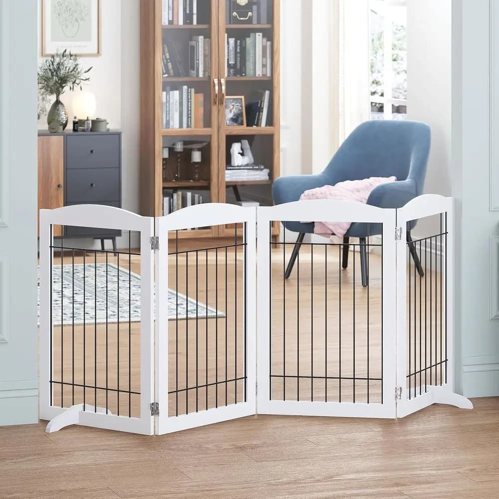 Recinto per animali domestici pieghevole in filo metallico, extra largo 80 pollici, alto 30 pollici, con 4 pannelli, per cani, casa, porta o scale