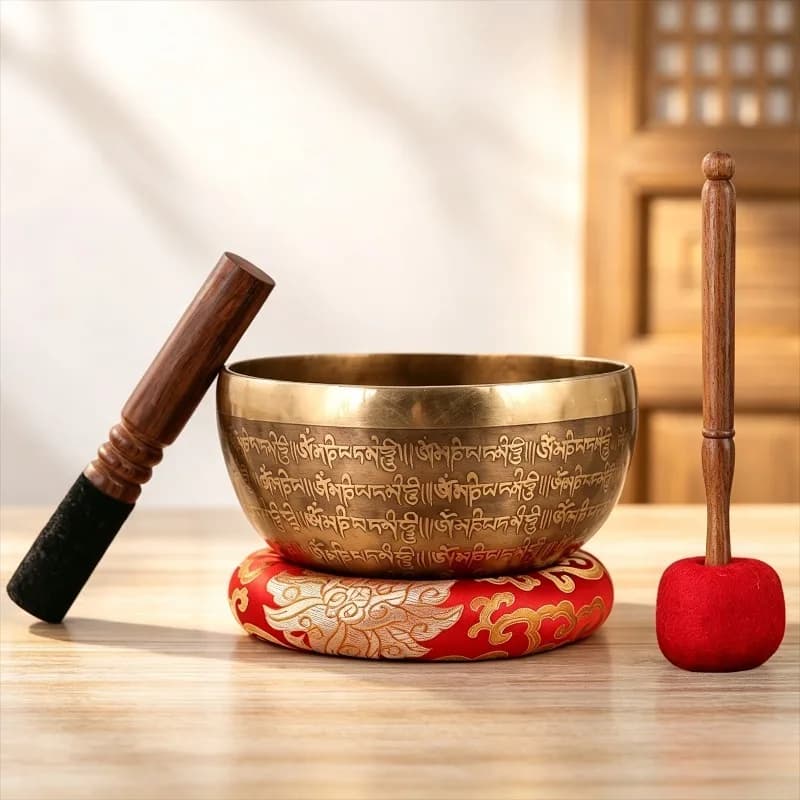 Copper Singing Bowl Nepal Sound Bowls Meditation Yoga Handmade Original Tibetan Bowls Buddhism Percussion Instrument with Mallet