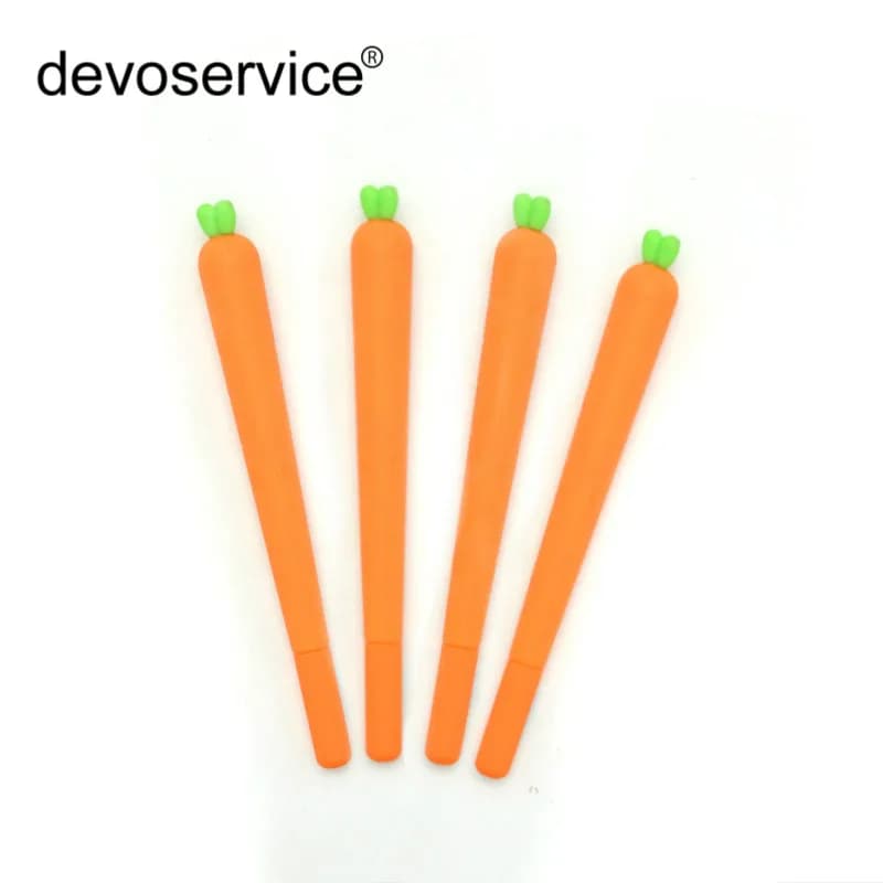 10 Pezzi/Lotto Penne Gel a Forma di Carota 0.5mm Inchiostro Nero Tipo Vegetale per Regalo Bambini Cancelleria Accessori Ufficio Materiale Scolastico