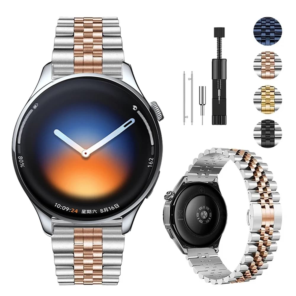 Cinturino in metallo da 22 mm per Xiaomi Watch 5/Oppo Watch S/X2/4 Pro Bracciale regolabile in acciaio inossidabile per cintura Oneplus Watch Lite/3/2/2R