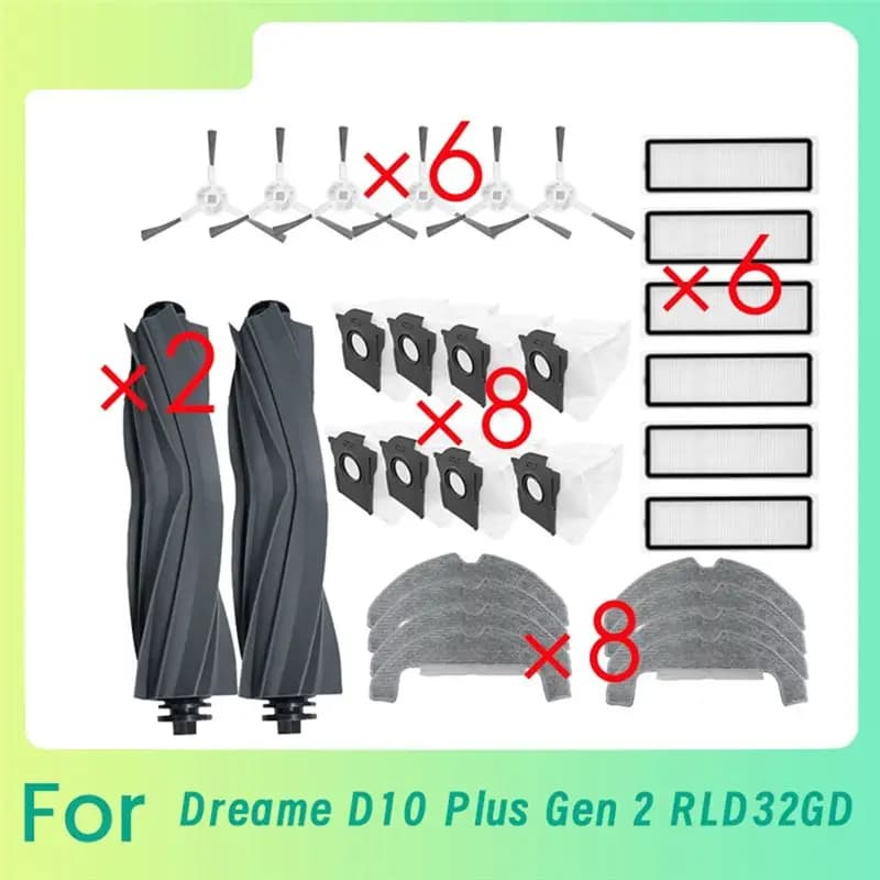 AEE8-30 Pcs For Dreame D10 Plus Gen 2 RLD32GD Sweeping Robot Cleaner Parts Replacement Main Side Brush Mop Filter