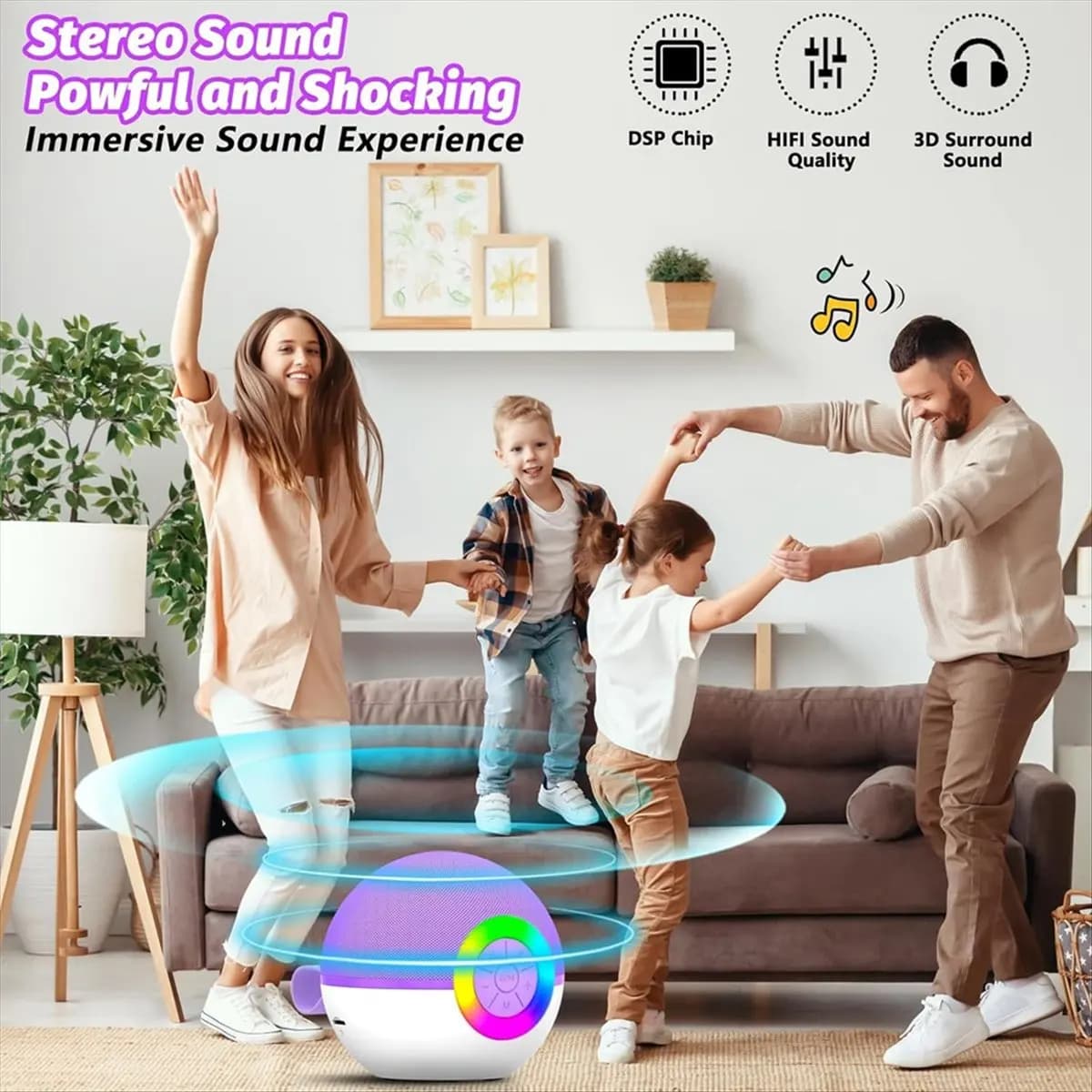 DTC5 Mini Karaoke Machine with 2 Mic,Portable Bluetooth Microphone Song Toys with LED Light,Chritmas Birthday Gift for Kids,A