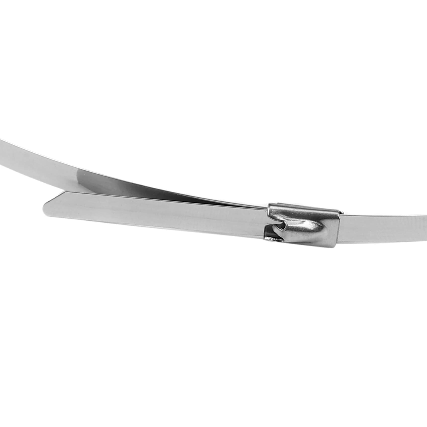 AB11-50Pcs Fascette stringicavo autobloccanti in acciaio inossidabile da 17,7 pollici per tubo di scarico, nastro avvolgente per collettori, colore argento