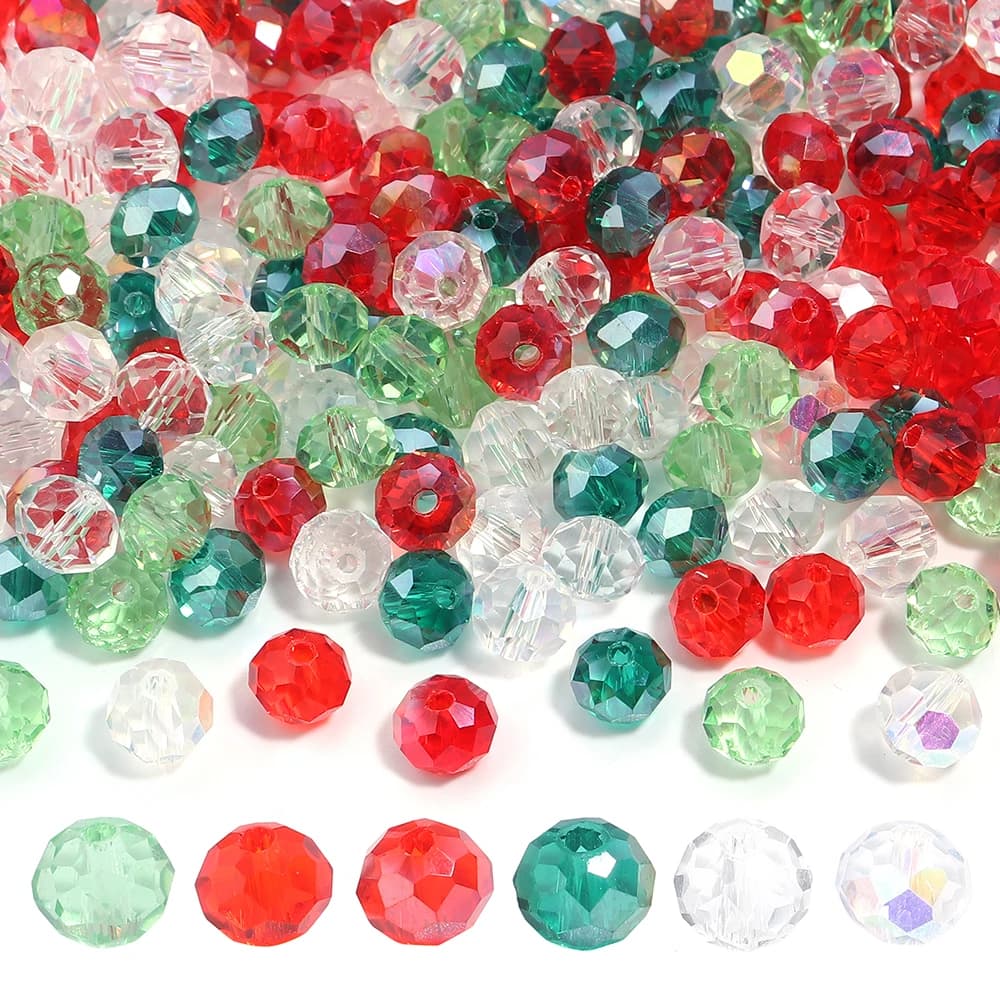 100-200pcs/bag 4/6/8mm Mix Color Faceted Glass Beads Clear Round Flat Loose Beads For Jewelry Making DIY Bracelet Necklace