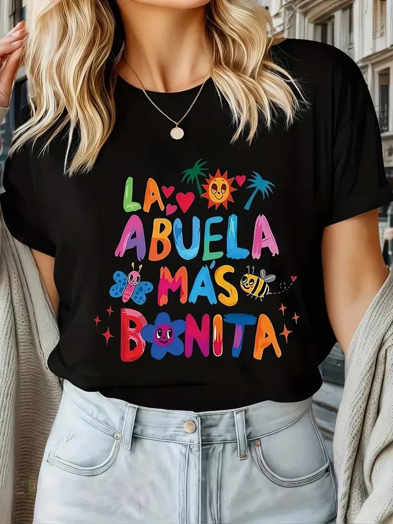 T-shirt da donna personalizzata con stampa, a maniche corte, stile europeo e americano, girocollo, per ragazze audaci