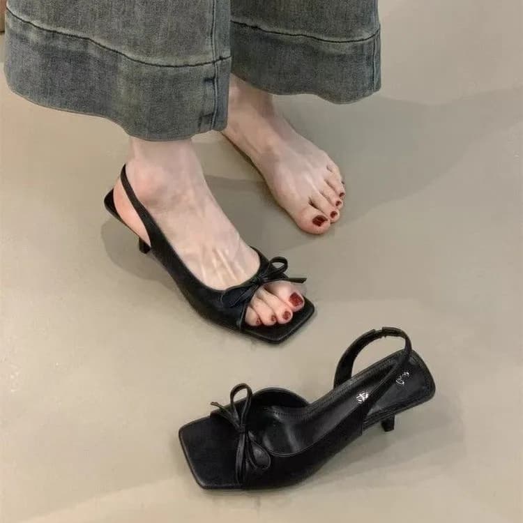 Sandali Eleganti da Donna con Tacco Alto, Leggeri e Confortevoli, Nuovi Sandali Estivi 2026 con Fiocco Decorativo alla Francese e Punta Aperta