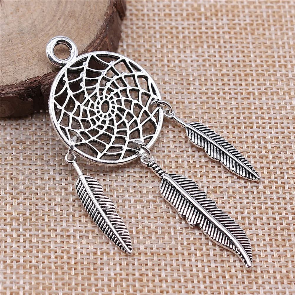4pcs 26x68mm(1.02x2.68inch) Antique Silver Color Dreamcatcher Charms Pendants DIY Jewelry Making Accessories