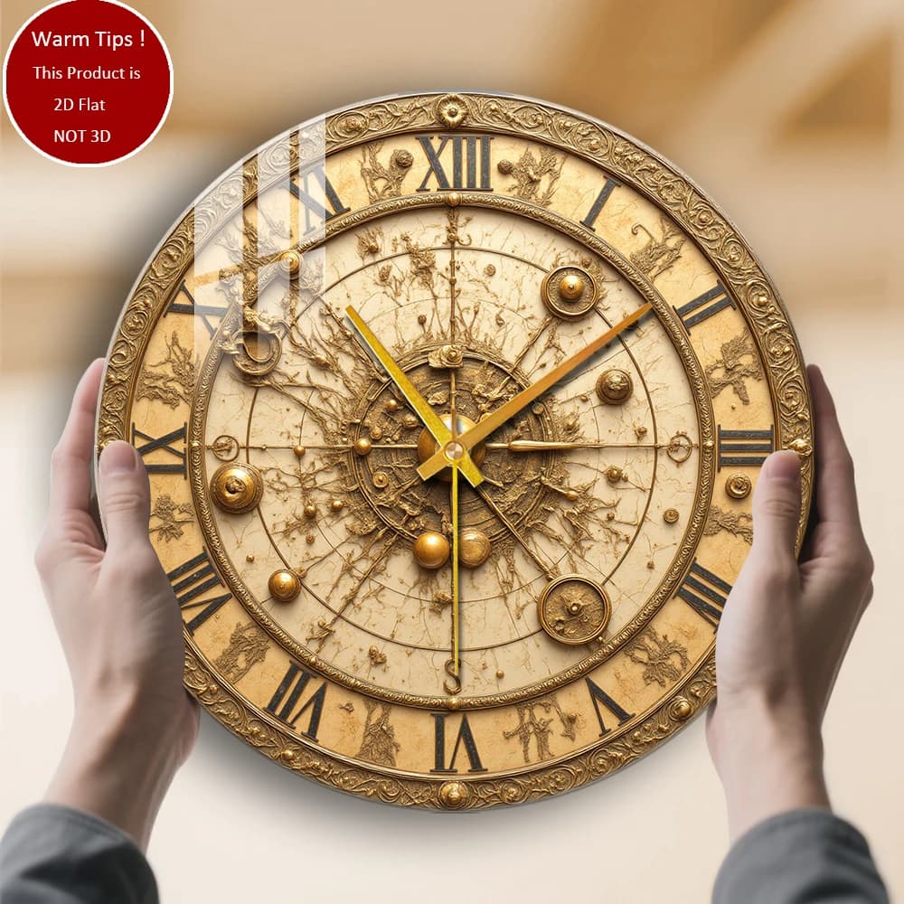 Tempered glass wall clock Ancient gold watch suitable for wall decorations or table display anywhere