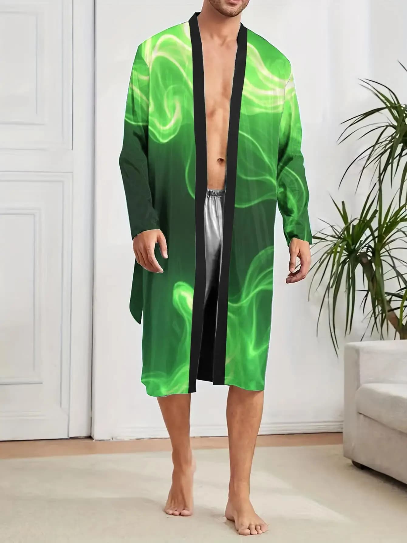 1 Pezzo Vestaglia da Uomo Primavera/Estate 2026, Pigiama con Stampa Grafica 3D, Pigiama Divertente in Poliestere, Accappatoio da Uomo