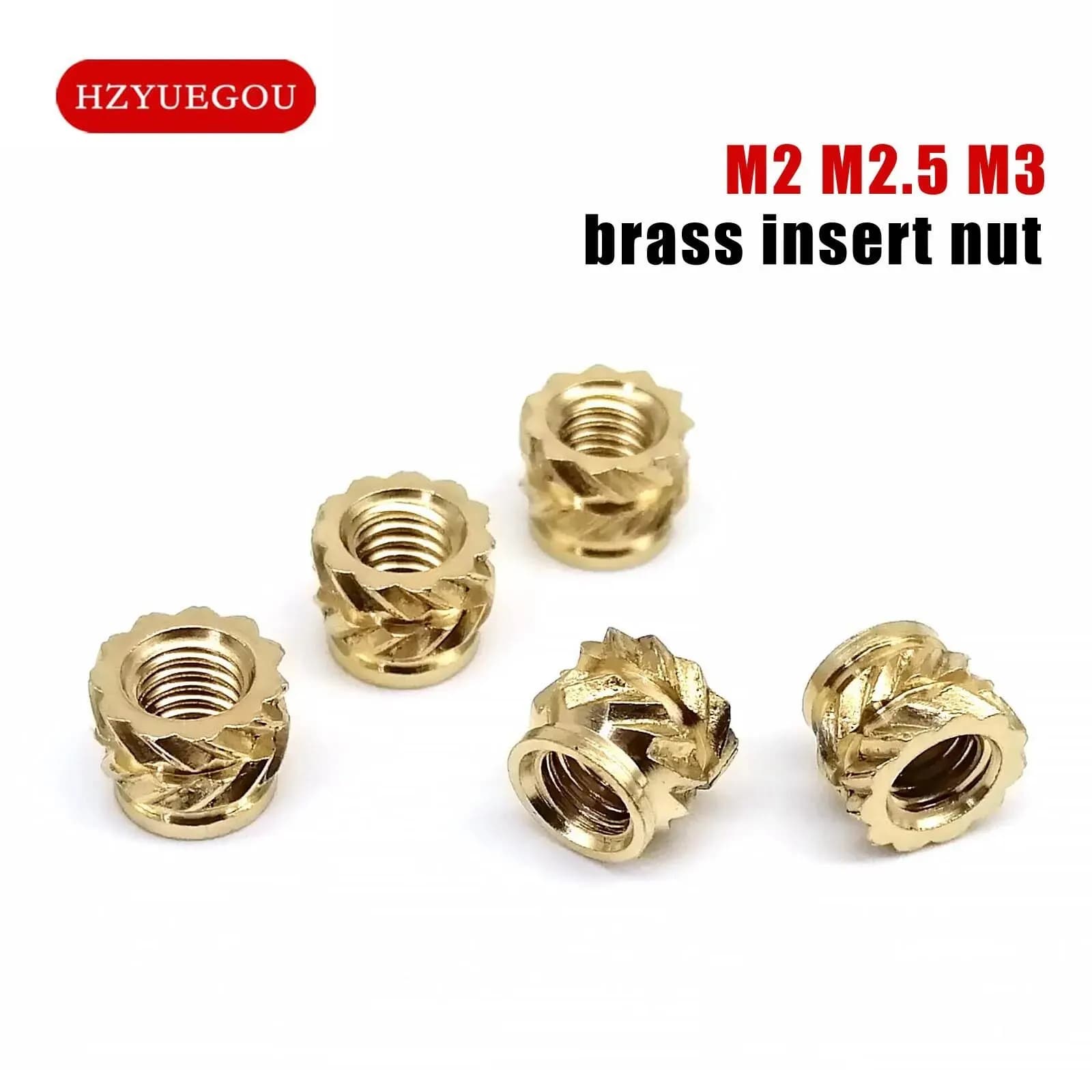 50/100 pcs M1.6 M2 M2.5 M3 M4 Brass Solid Copper Embedded Dado for Hot Melt Injection Molding Twill Threading Zigrinata